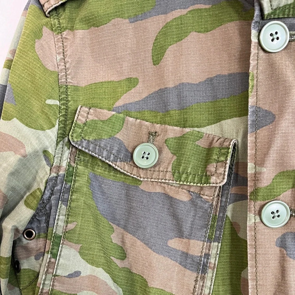 J Crew Olive Green Camouflage Field Military Jacket Women’s, Utility Pockets, S - Picture 11 of 11
